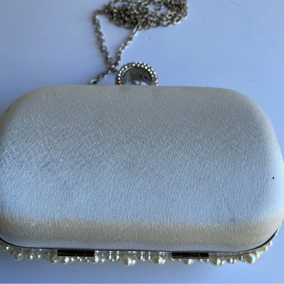 Vintage Pearl Purse White Shoulder Bag Elegant Wedding Prom Formal Handbag Small - Picture 6 of 12